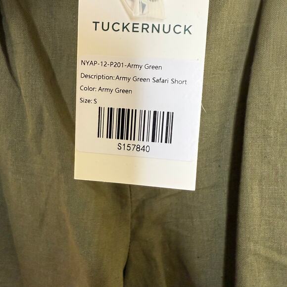 NEW Tuckernuck Army Green Safari Shorts Linen High Waist Pleated Size Small $148 - Picture 4 of 6